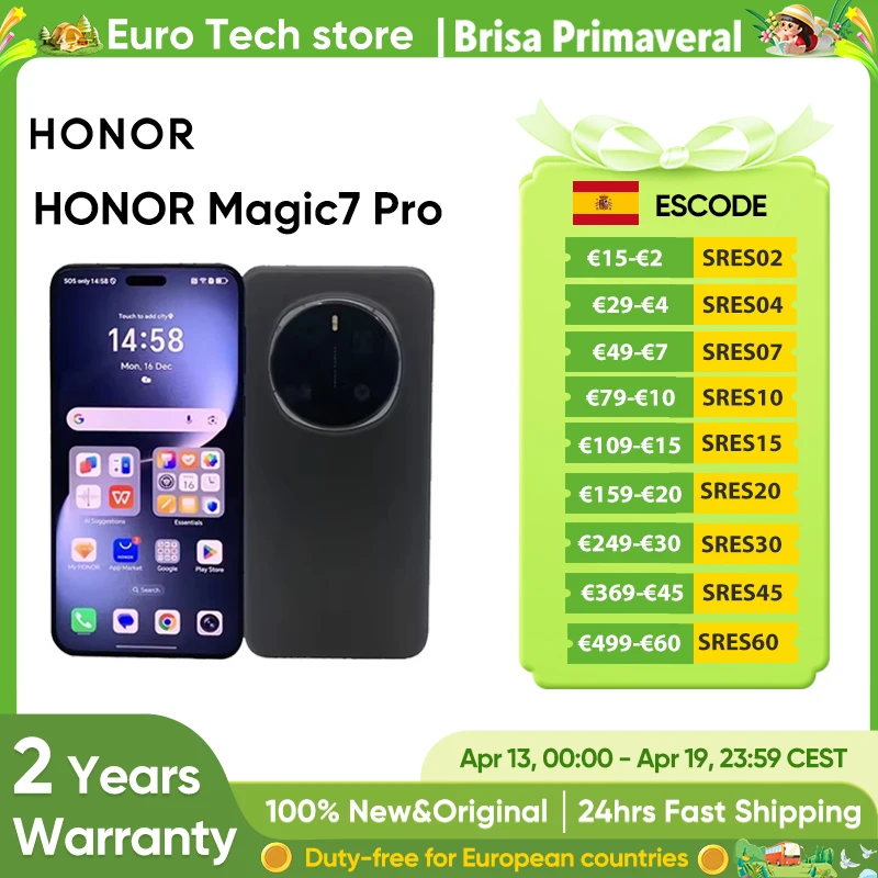 Version mondiale HONOR Magic7 Pro 5G Smartphone Snapdragon 8 Elite 6.8 ''120Hz LTPO affichage 100W Charge 5270mAh IP68 BT5.4 OTG