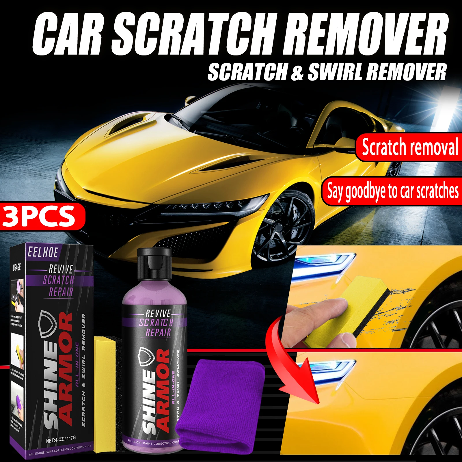 

3PCS Car Scratch Repair Paste, 2024 New Car Scratch Remover for Vehicles, Fix Car Scratch Car Paint Repair Scratch Removal