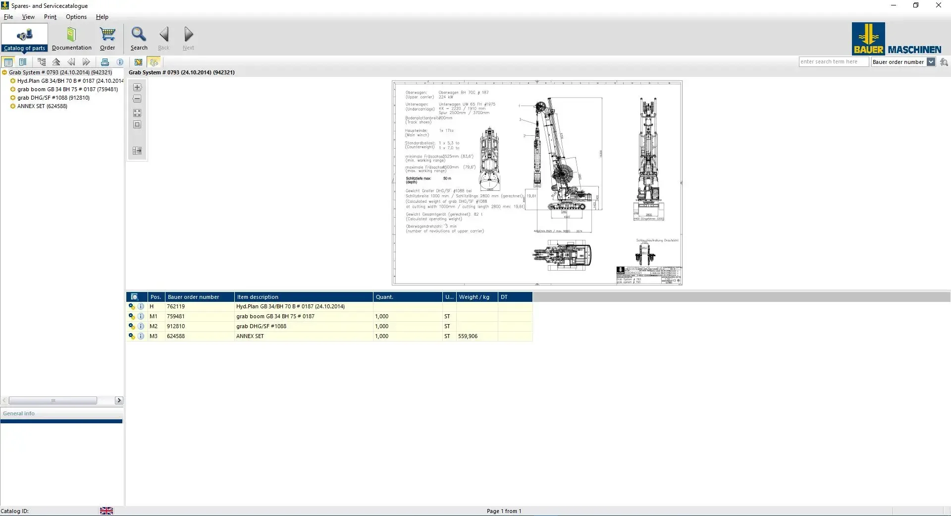 Bauer Foundation Drilling Machine Full All Model Spare Part Lists, Instruction Manuals, Schematic Manual DVD