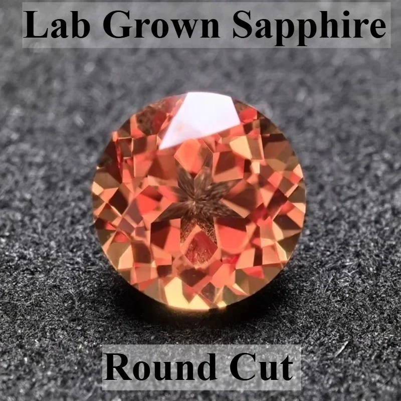 Lab Grown Orange Round Cut Sapphire Charm Gemstones DIY Jewelry Materials with Selectable  Certification