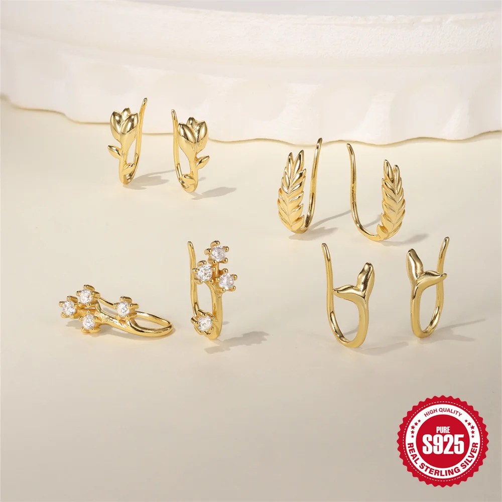 ROXI 925 Sterling Silver Smooth Ear of Wheat/Tulip/Mermaid Tail Hook Piercing Earring Women's Exquisite Graduate Birthday Gift