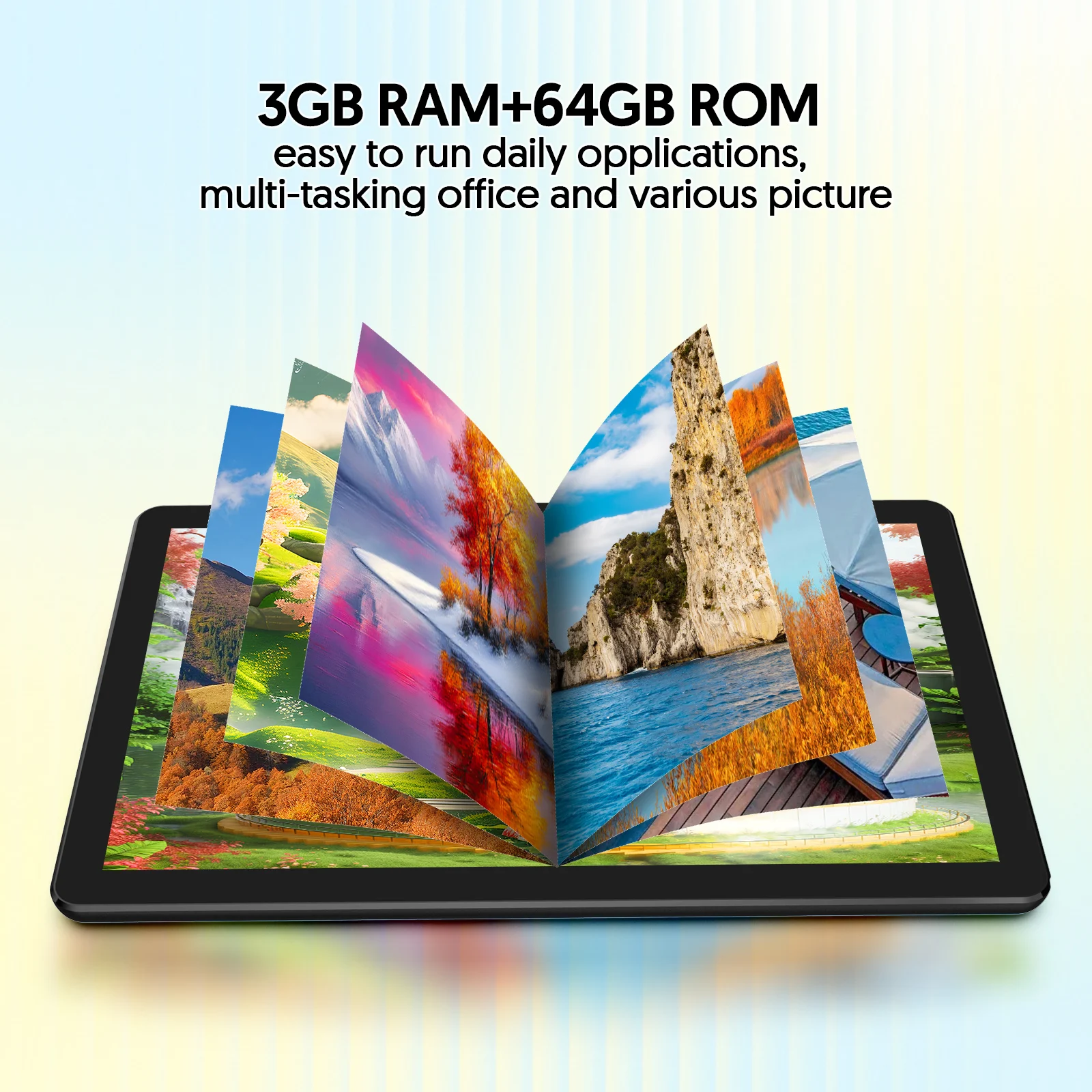 แท็บเล็ต Android 13 ขนาด 10 นิ้ว, โปรเซสเซอร์ Quad-Core, RAM 7GB (ส่วนขยายหน่วยความจํา 3G + 4G), ROM 64GB, Bluetooth, WiFi, แบตเตอรี่ 6000mAh