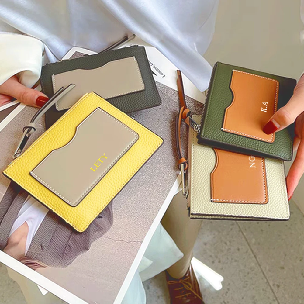 Benutzerdefinierte Name Slim Card Wallet PU Leder Gravierte Initialen Luxus Design Kartentasche Personalisierte Frau Mann Geldbörse Großhandel Geschenk – Detail 19