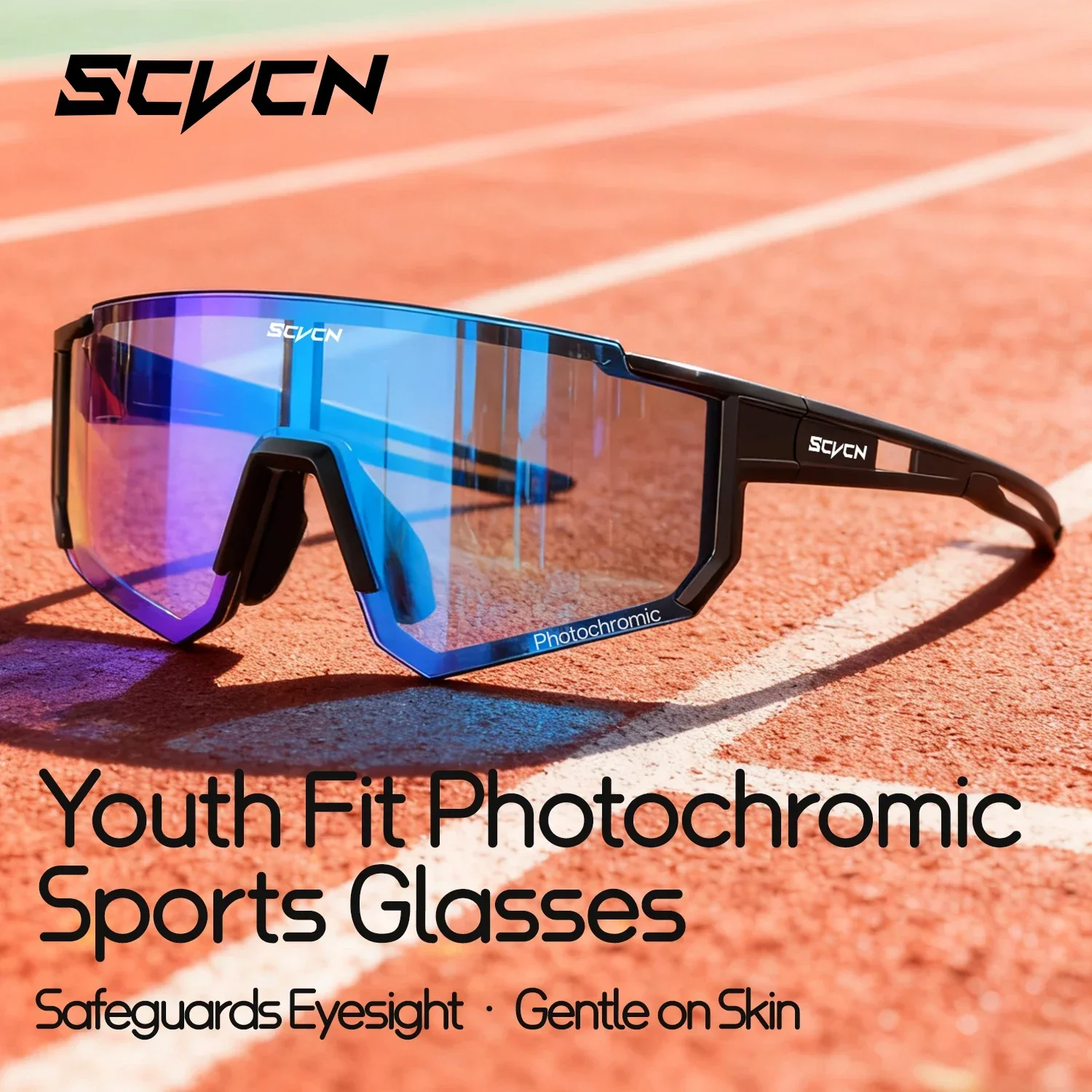 SCVCN Photochromic Kids Road Bikes Cycling Eyewear UV400 HD Goggles Children Sports Glasses Outdoor Cycling Teenager Sunglasses