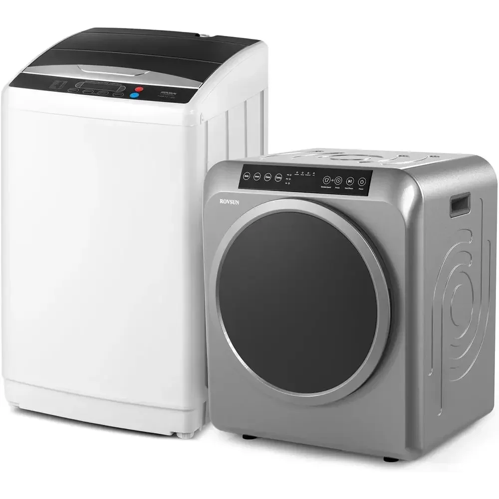 Compact 3.5kg Portable Clothes Dryer & 25lbs Automatic Washer Combo Set with Stainless Steel Tub for Home Laundry