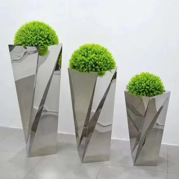 Indoor Luxury Home Decor Stainless Flower Pot / Modern Gold Large Flower Plant Planter / Tall Vase for Garden