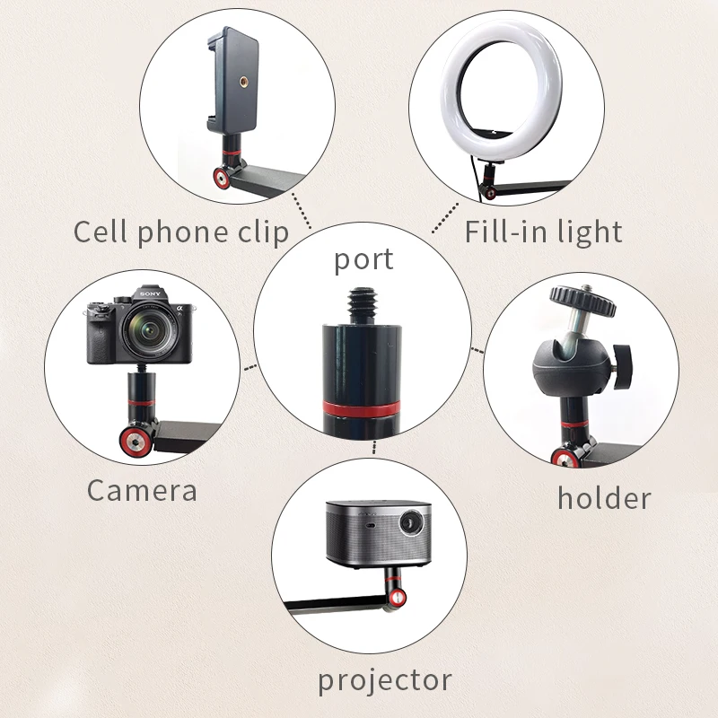 Benutzerdefiniertes Logo, robuste, um 360 Grad drehbare Desktop-Projektorhalterung, tragbarer Ständer für Reise- und Videoprojektoren, hergestellt in Premium