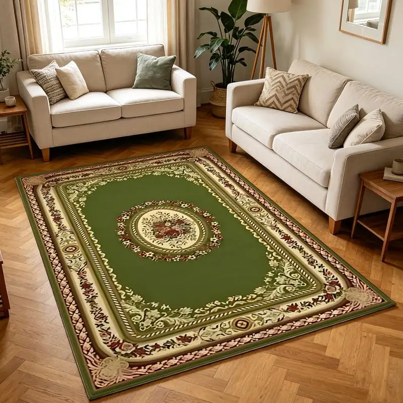 1 Ornate Traditional Floral Border Woven Area Rug, Soft and Comfortable, lightweight and Easy to Maintain, Suitable for Autumn and Winter, Ideal for Living Room Decor, Bedroom Decor, Entryway Decor, Home Decor, Room Decoration