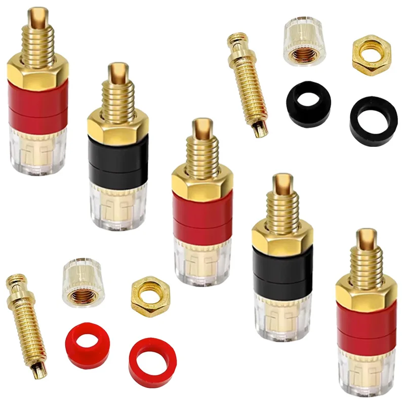4/10Pcs HIFI Speaker Amplifier Terminal Brass Gold Plated 4mm Banana Socket 4mm Banana Plug Socket Transparent Banana Connector