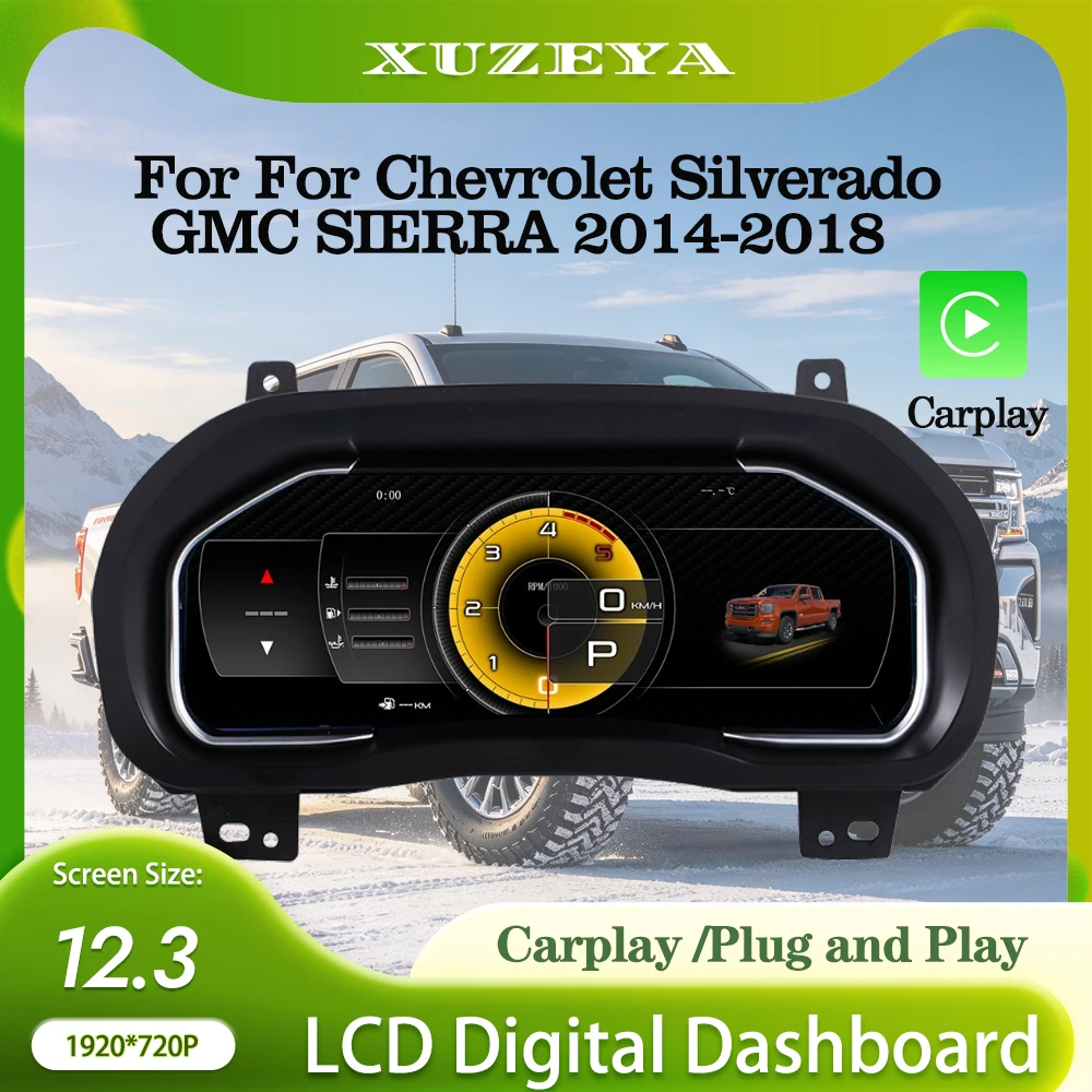Digital Instrument Cluster For Chevrolet Suburban Tahoe Silverado GMC SIERRA Support CarPlay Speedometer  Virtual cockpit