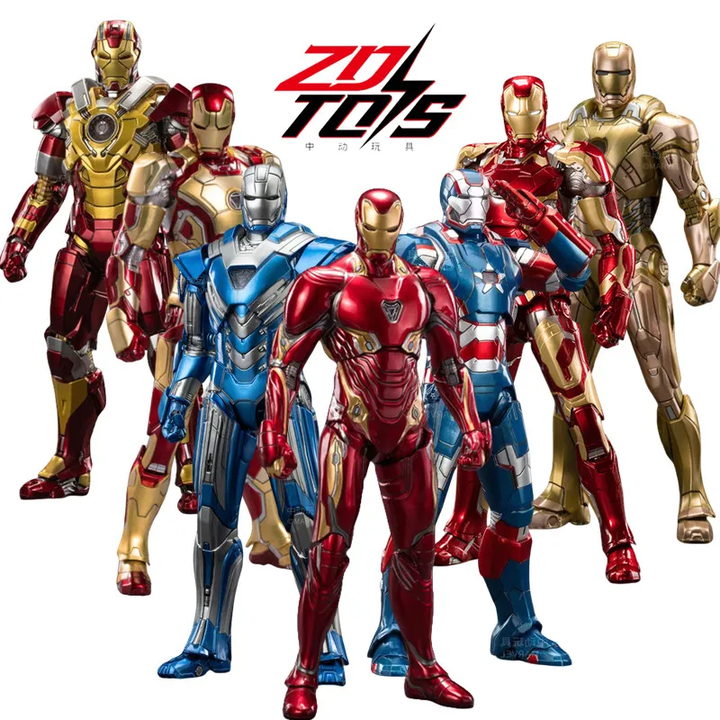 Original zd marvel spielzeug iron man figur mk1 mk3 mk5 mk6 mk7 mk42 mk43 kriegs maschine patriot tony stark modell action figur