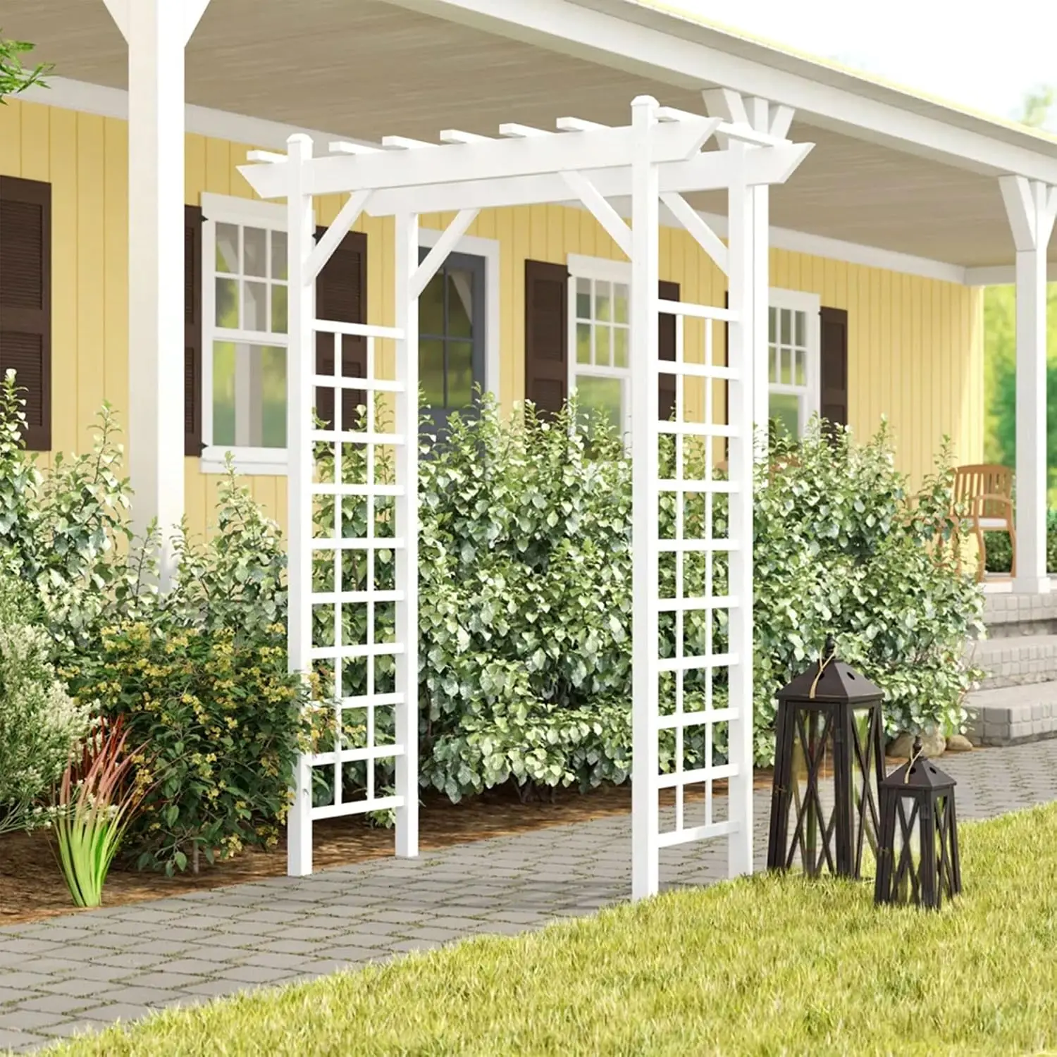 Dura-Trel Providence Arbor, Vinyl Garden Archway for Outdoors, 64
