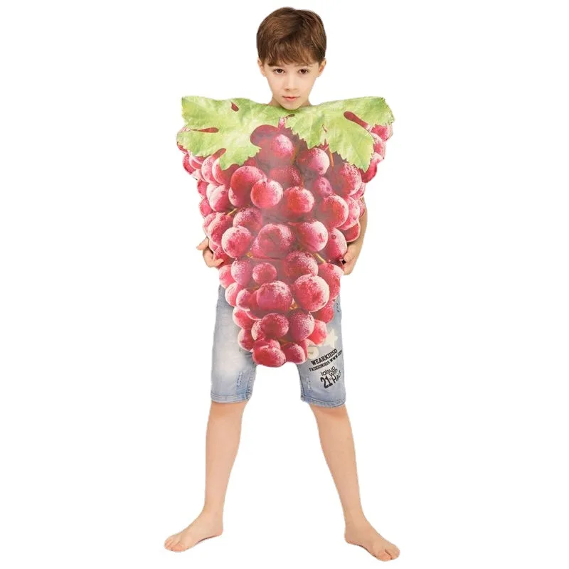Children Funny Grape Party Costume Cosplay Carnival Kid Spoof Fruit Party Acting Costume Fit 5 To10Y