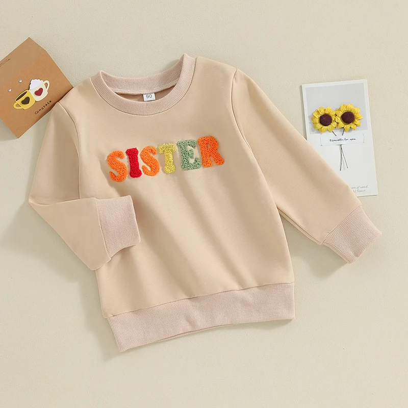 

Kids Toddler Baby Boy Girl Sweatshirt Matching Brother Sister Outfits Long Sleeve Pullover Tops Fall Winter Clothes