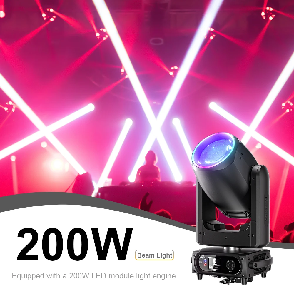 

GalaxyJet LED 200W Beam Moving Head Light Frost Rainbow Effect 2 Prisms for DJ Disco Theater Concert Christmas Audience KTV