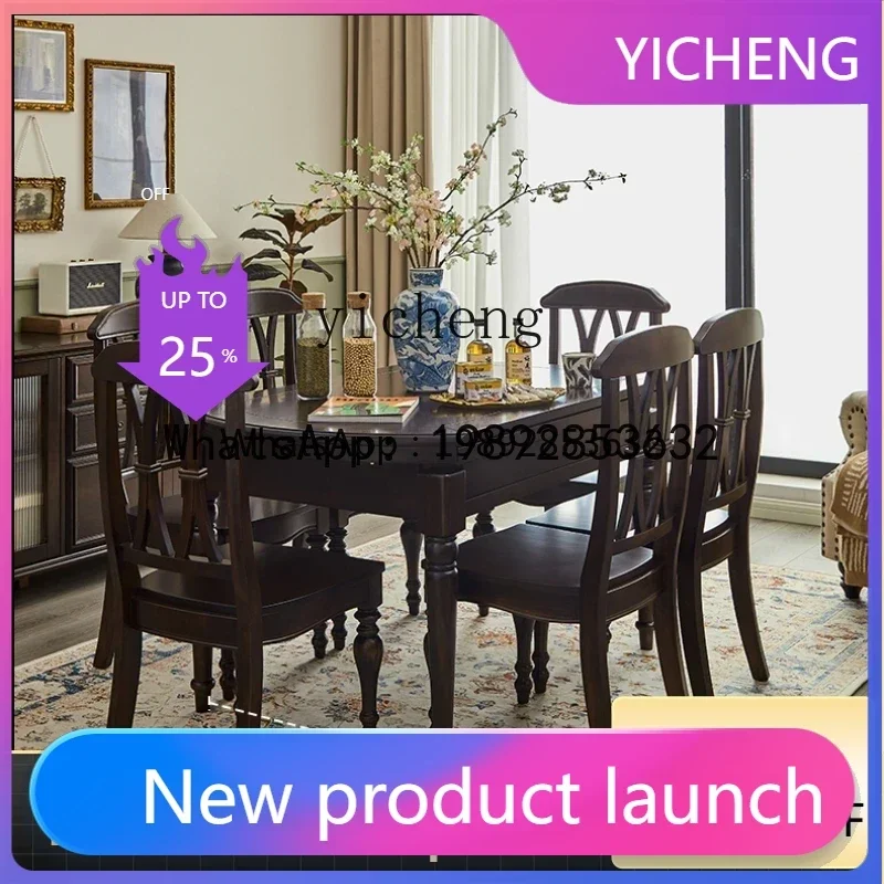 

Dining Tables and Chairs Set Retro Domestic Small Apartment Retractable Folding round Solid Wood Rice Table