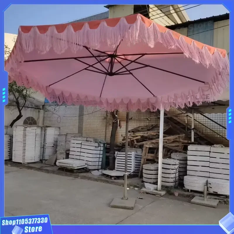 Modern Mediterranean Patio Umbrella with Lights Outdoor Banana Parasol for Garden Pool Hotel Park Dining Unique Design Shade