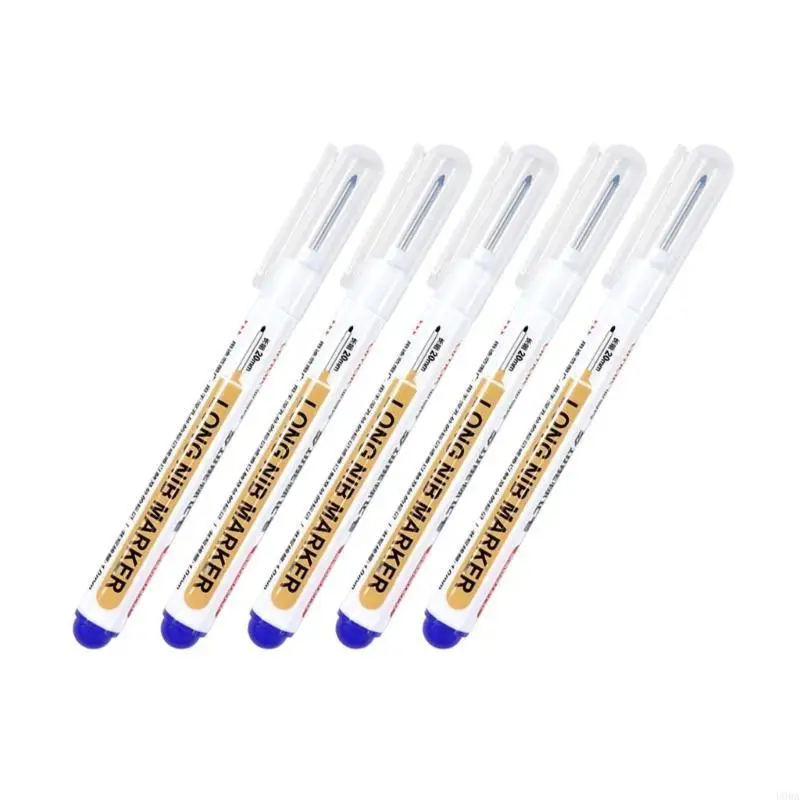 5pcs Long Nib Marker Pens Deep Reach Marker Long Nose Tiles Pen for Metal,