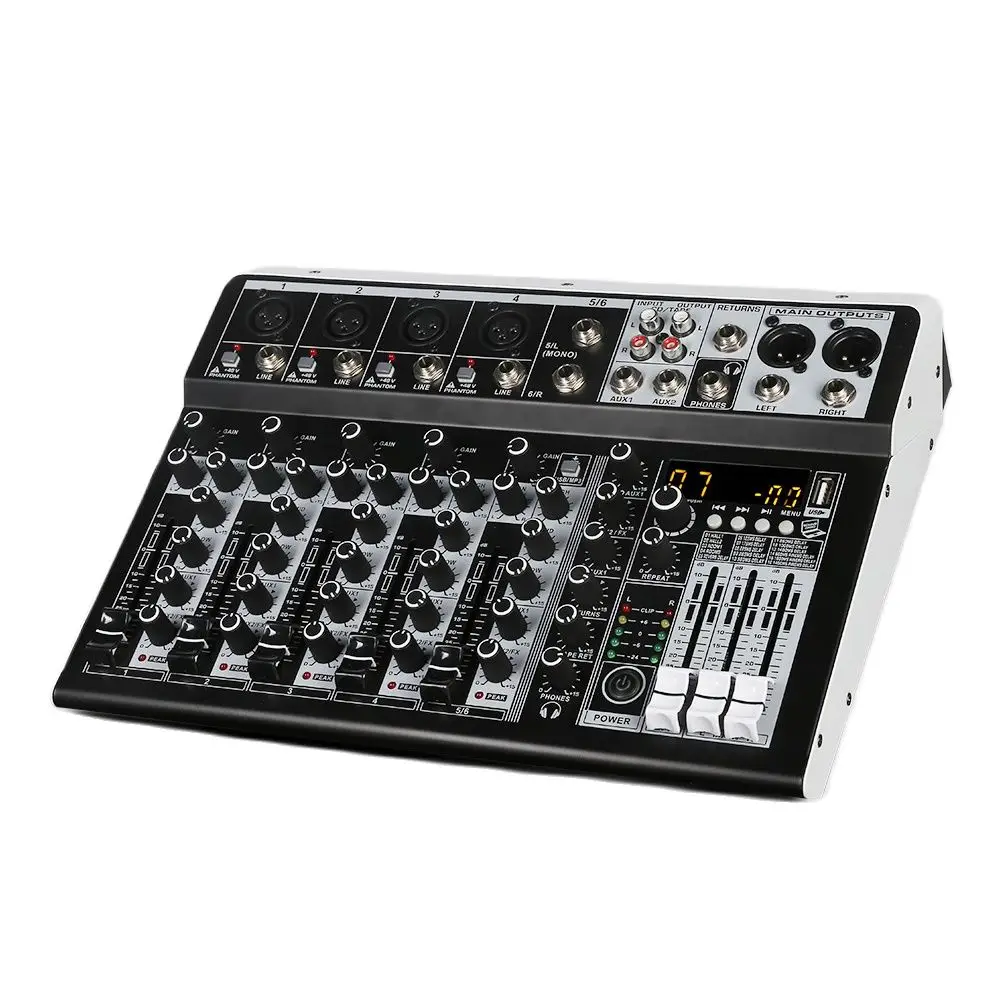 

Professional MG6W 6 Channel Audio Mixer White Sound Mixing Console 6-input For Recording DSPX Effect