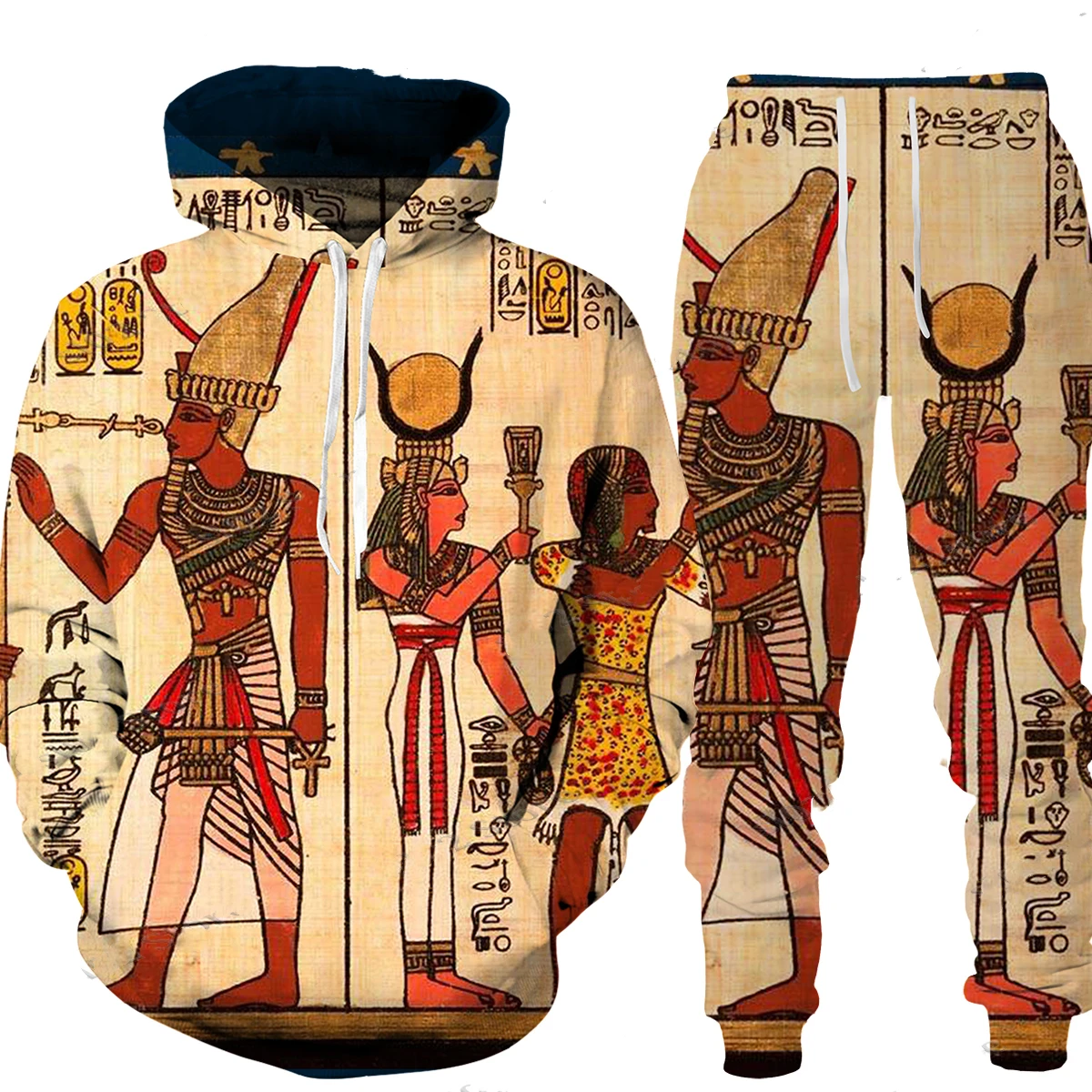 Men\'s Ancient Egypt Eye of Horus God 3D Print Hoodie Pants Set Women Casual Egyptian Tribal Clothes Hoodie/Trousers/Suits