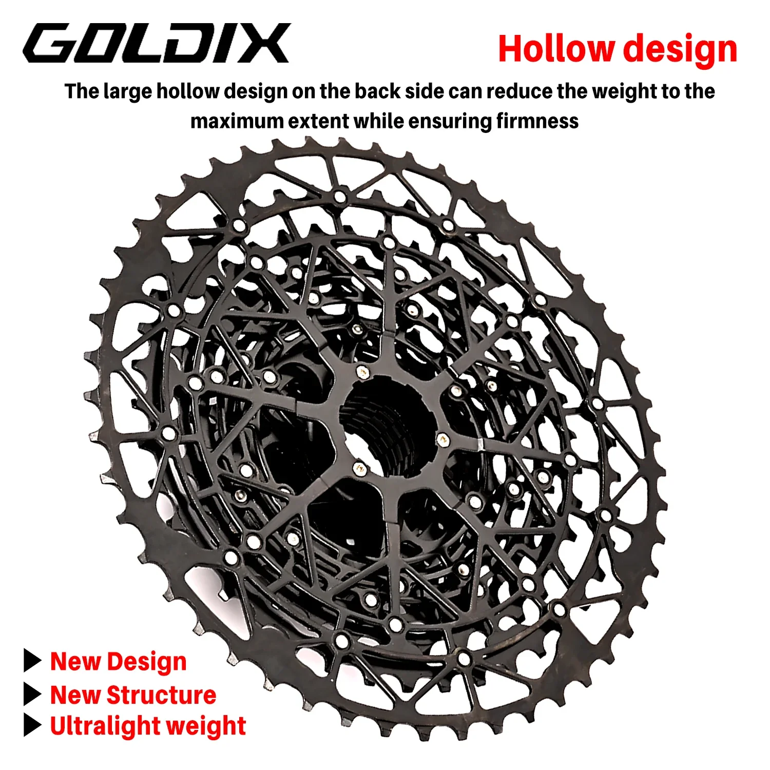 GOLDIX Ultralight MTB Cassette 9-13 Speed HG Freewheel Carbon Steel Bicycle Sprocket for Mountain Bike Drivetrain Replacement
