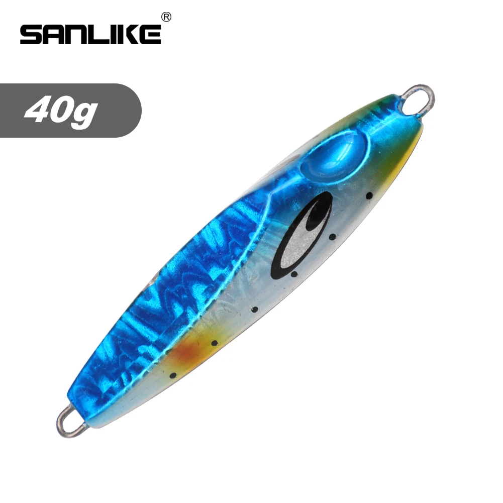 

SANLIKE 40g 60g 80g Blue Metal Slow Jig Fishing Lure Luminous Color Artificial Hard Baits Slow Sinking Tuna Jigging Lures