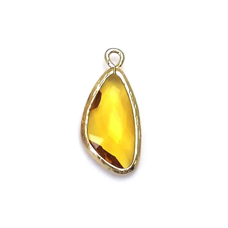10PCS 23x11MM High Quality Champagne Gold Color Brass and Glass Irregular Drop Shape Charms Pendants Diy Jewelry Accessories