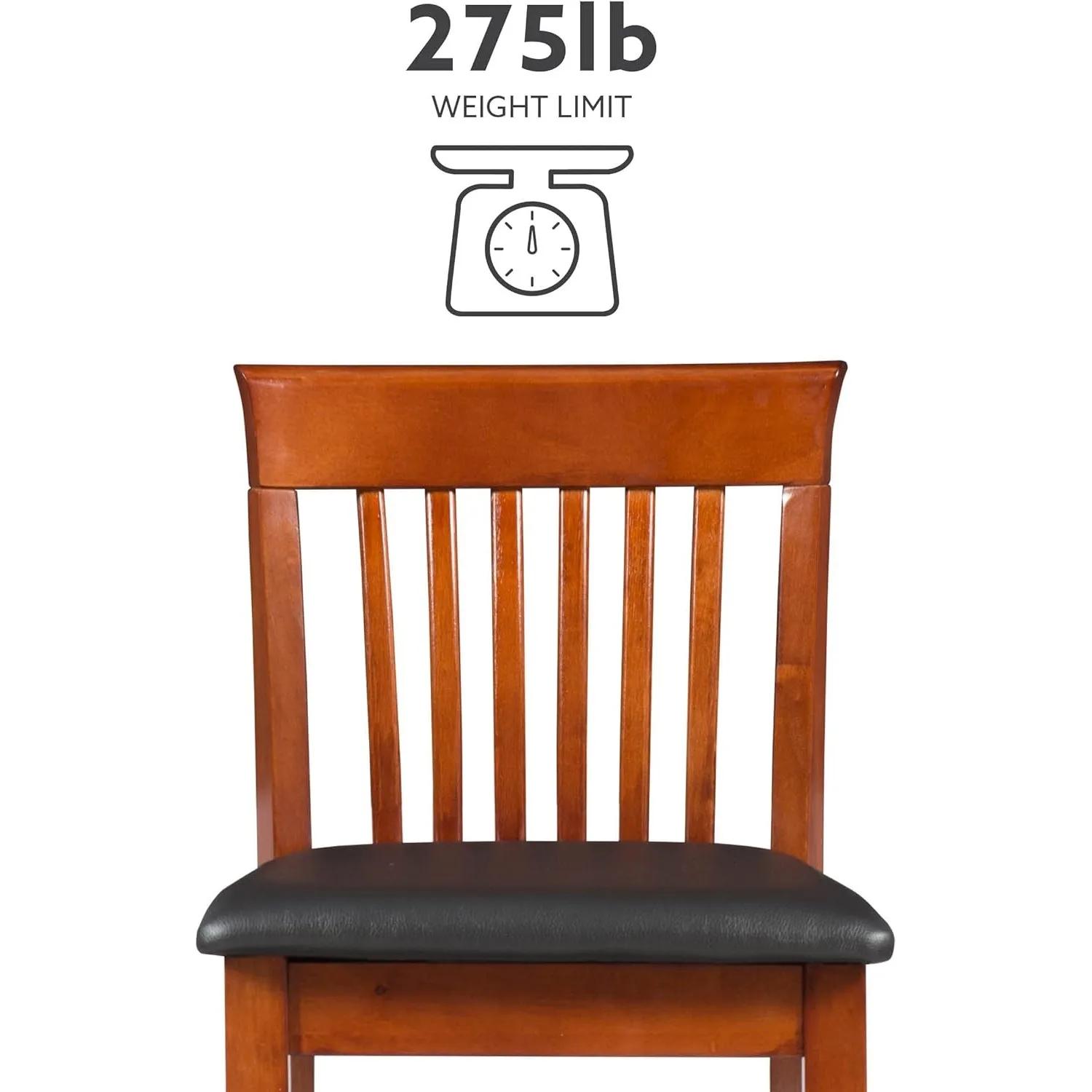 Sgabello da bar moderno in legno di ciliegio rosso, sgabello da cucina con sedile in vinile, sgabello da pranzo 37 ore per bar di casa, caffetteria