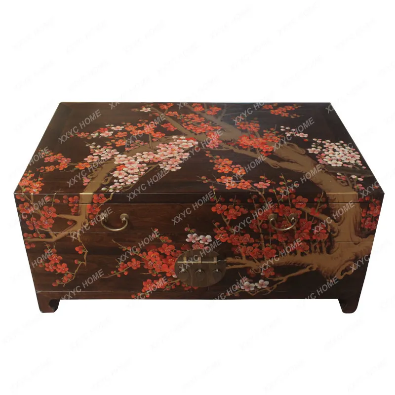 Painted solid wood coffee table, tea table, coffee table with four draws, living room side table, small apartment creative