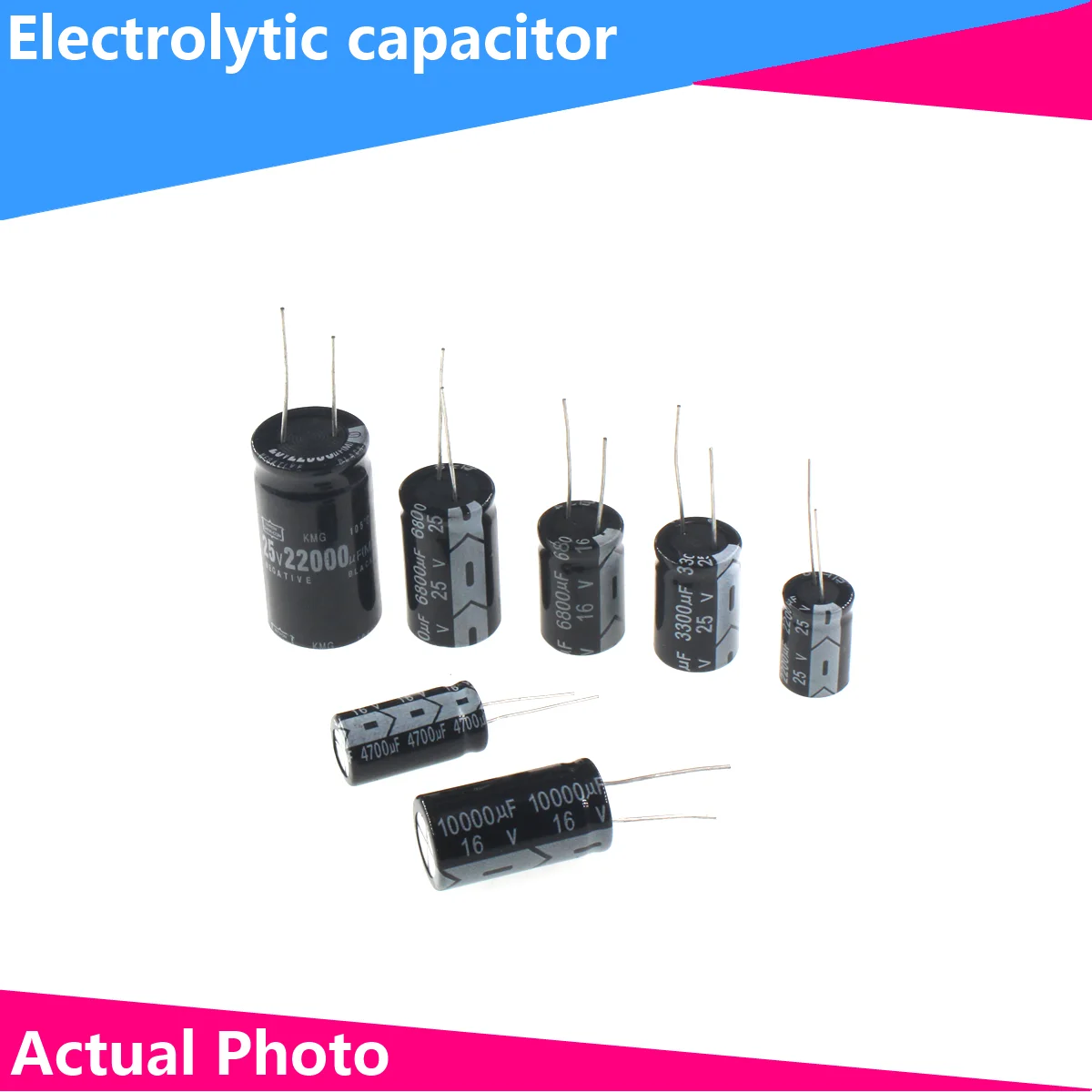 

50/20/10/5/2/1PCS 63V 100V 250V 400V 450V Aluminum Capacitor 10UF 22UF 33UF 47UF 100UF 220UF 330UF 470UF 680UF 1000UF 150