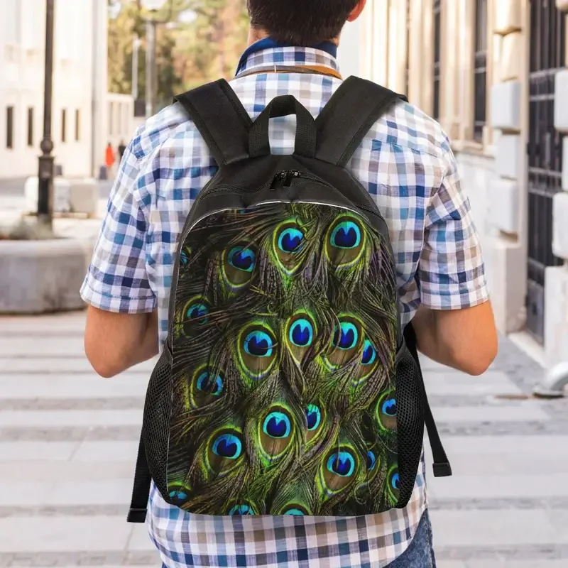 Mochila bonita y bonita de pavo real para hombre y mujer, resistente al agua, bolso escolar con estampado de plumas y animales