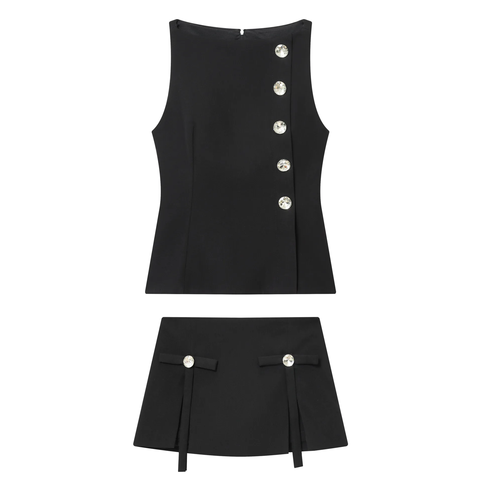 Autumn New Women's Clothing Button-trimmed Top Short Culottes Set