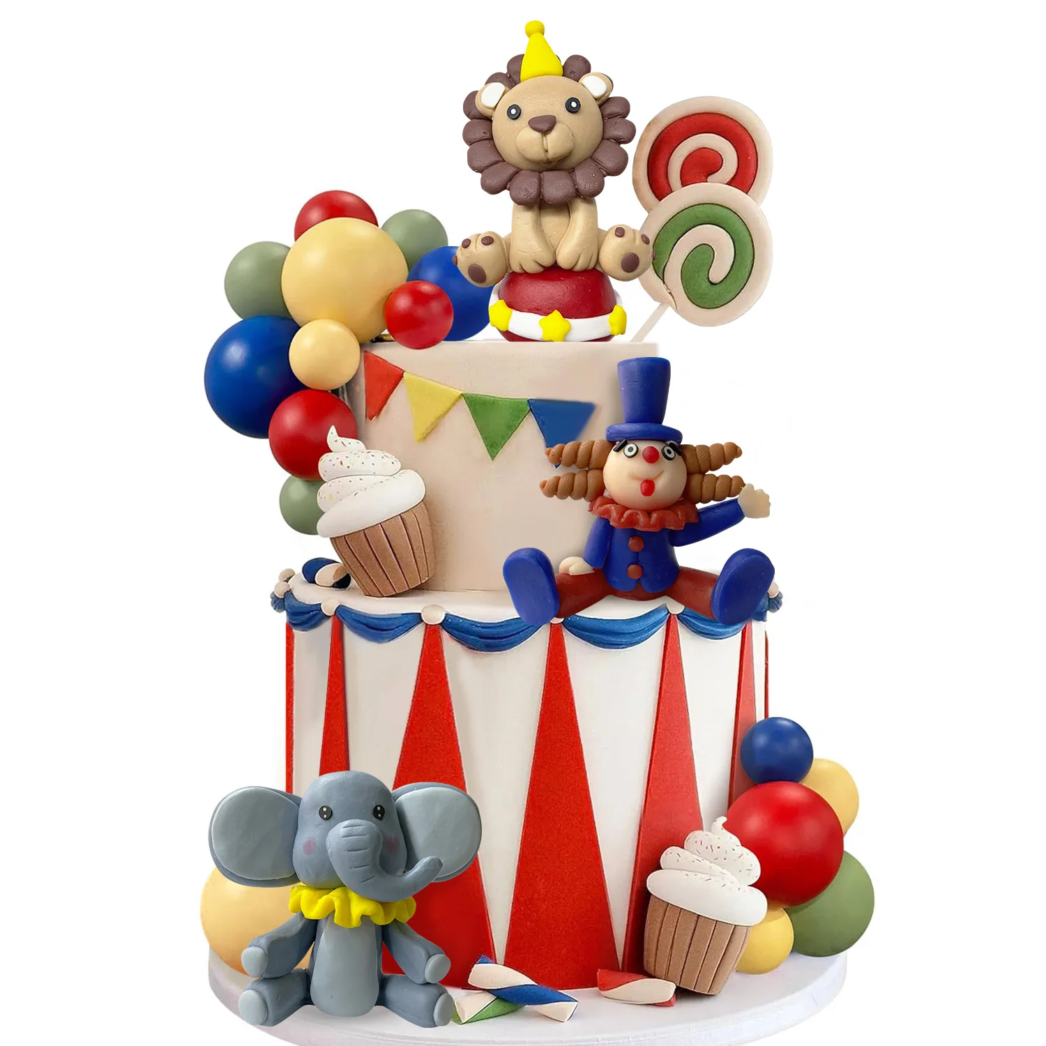 19 PCS Circus Cake Decoration Circus Birthday Cake Decorations Balls Cake Picks for Birthday Party  child gifts