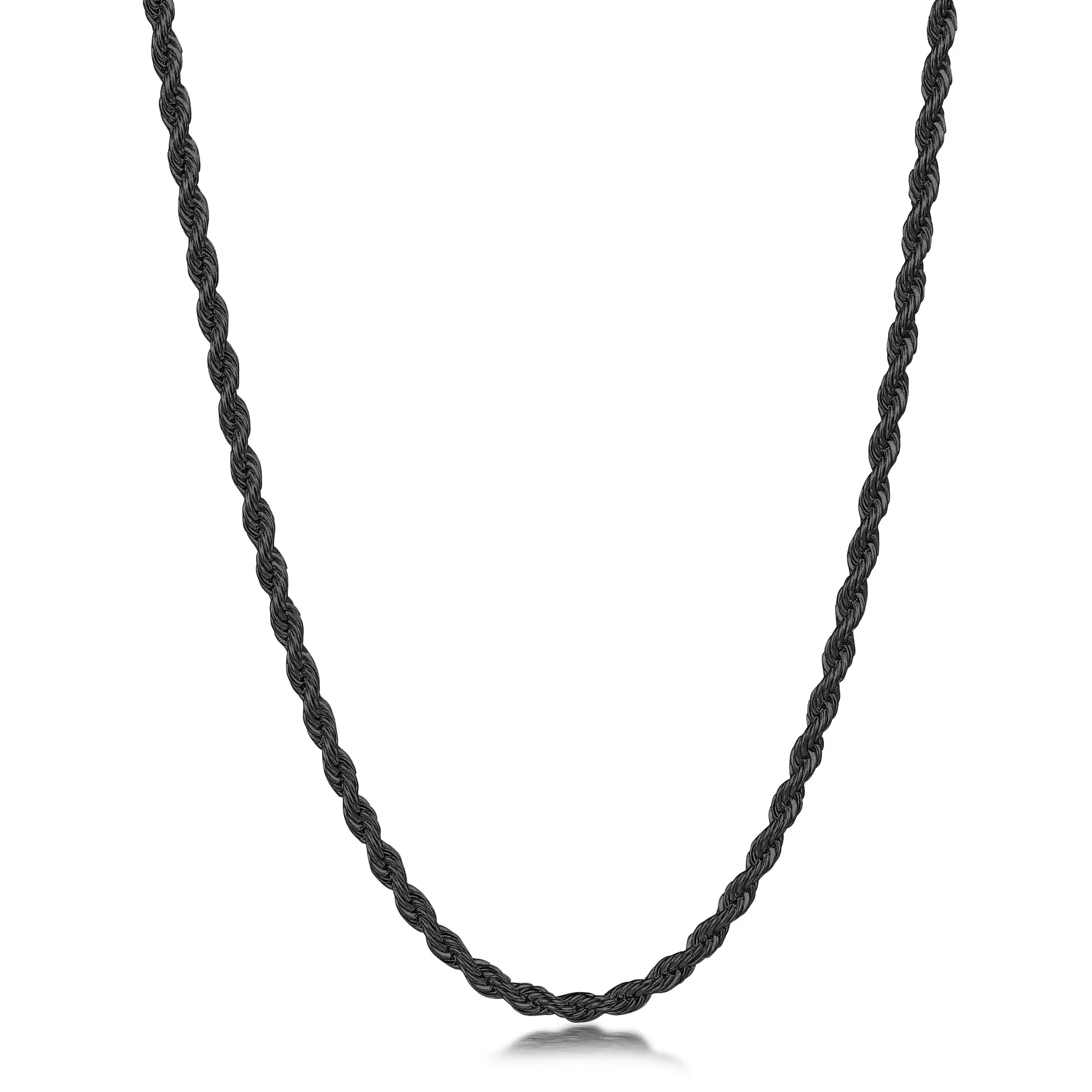 

Vonmoos 2.5/3mm Classic Rope Shape Black Chain for Men High Quality Men Women Necklaces Simple Chain Jewelry Gift With Box