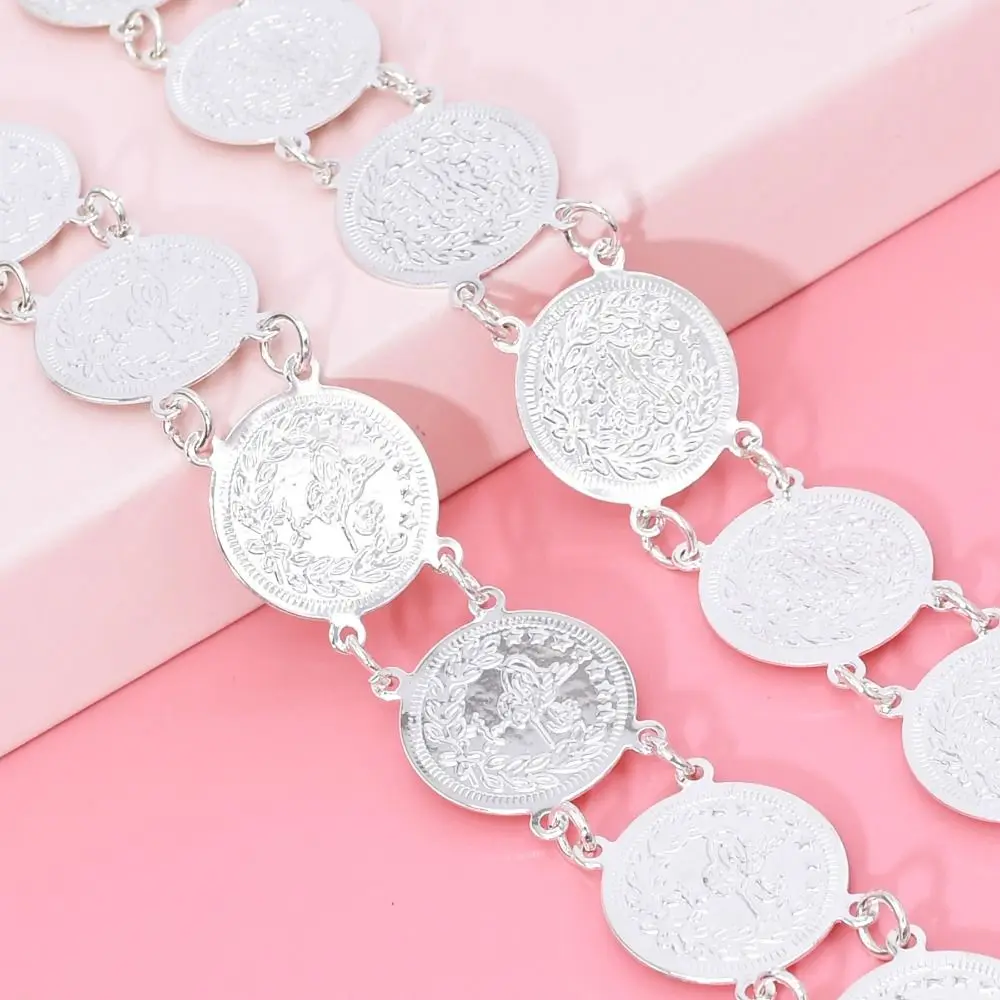 

Металлический пояс в этническом стиле с серебряными кисточками и металлическими монетами, тайская ажурная цепочка на талию для танцевальных платьев, украшение для вечеринок