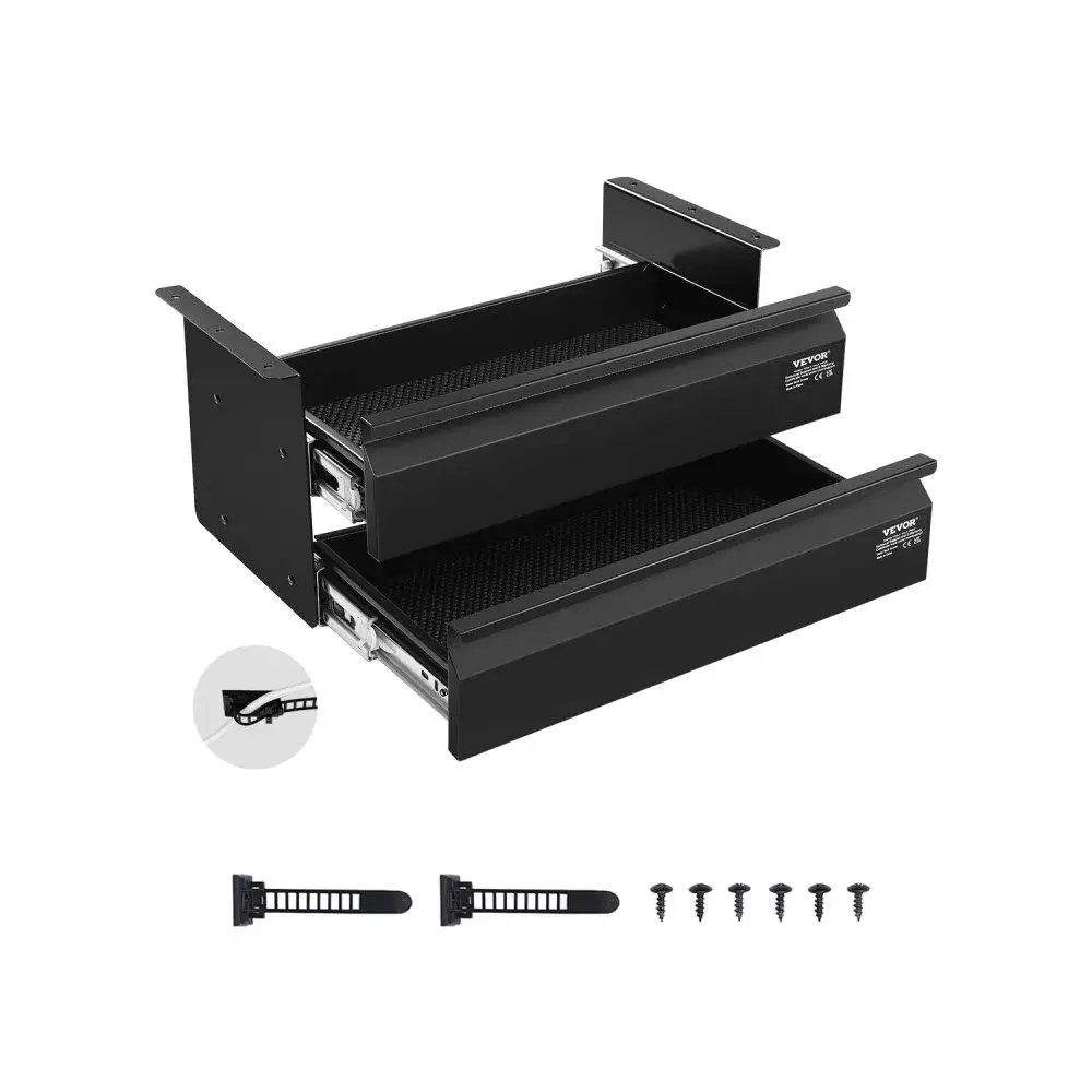 

2 Drawer Under Desk Organizer Slide Out Storage Solution for Office Space Saving
