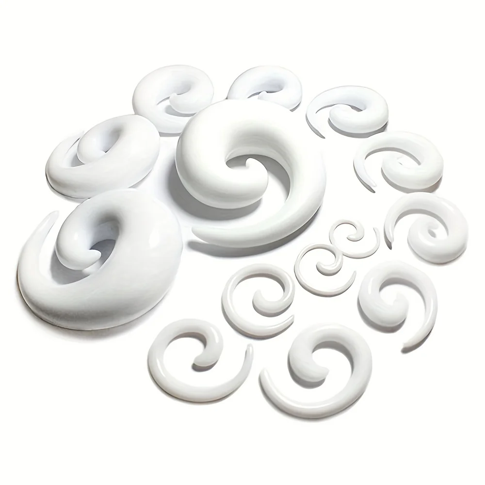 2pcs 1.6mm-20mm Black White Acrylic Spiral Taper Ear Plug Ear Gauges Stretcher Body Piercing Jewelry For MenGauges