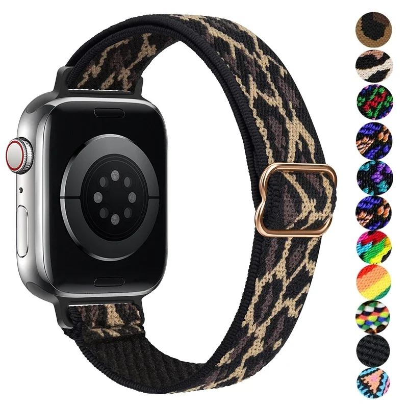 Slim Scrunchie Strap for Apple watch Ultra 49mm band 45mm 44/40mm 41mm Adjustable Nylon solo Loop bracelet iWatch Series 5 6 7 8