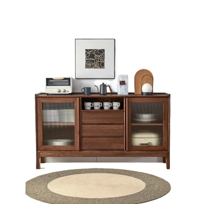 

Black walnut dining side cabinet Solid wood tea cabinet Modern simple cherry wood storage side cabinet