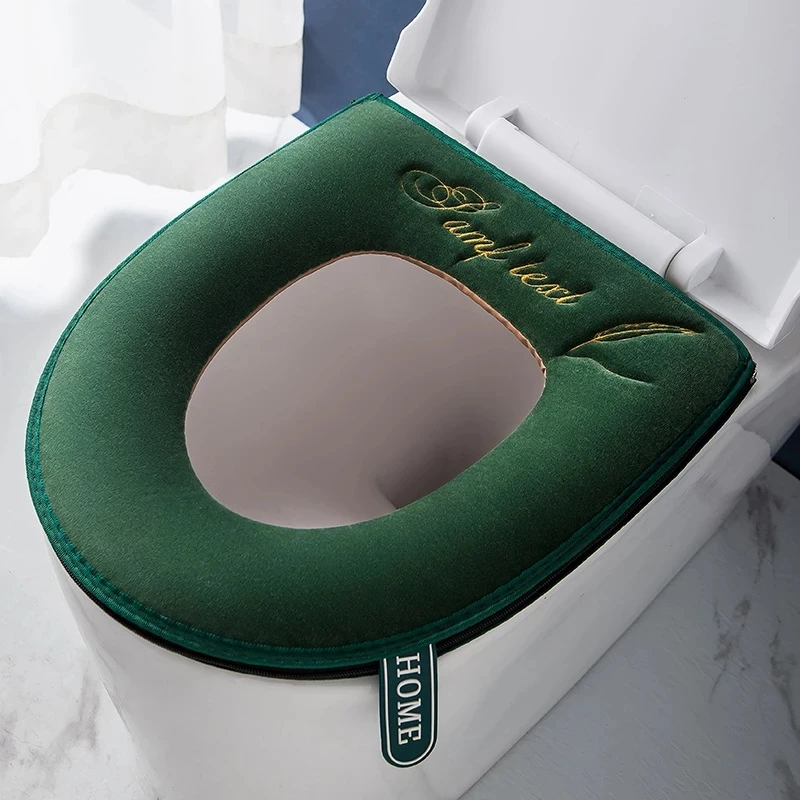 Plush Toilet Seat Cover with Handle, Soft Seat Pad, Toilet Seat Cover, Household, Winter, Zipper, Accessories