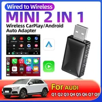 For Audi Q1 Q2 Q3 Q4 Q5 Q6 Q7 Wired to Wireless Carplay&Android Auto AI Box 2in1 Mini Adapter Plug And Play Dongle Fast Connect