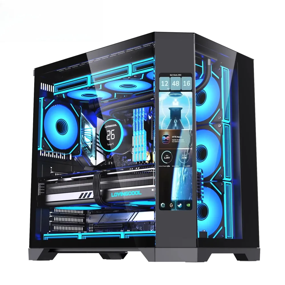Wholesale tempered glass game cabinets for gaming computer case towers, used for computer cases with display screens