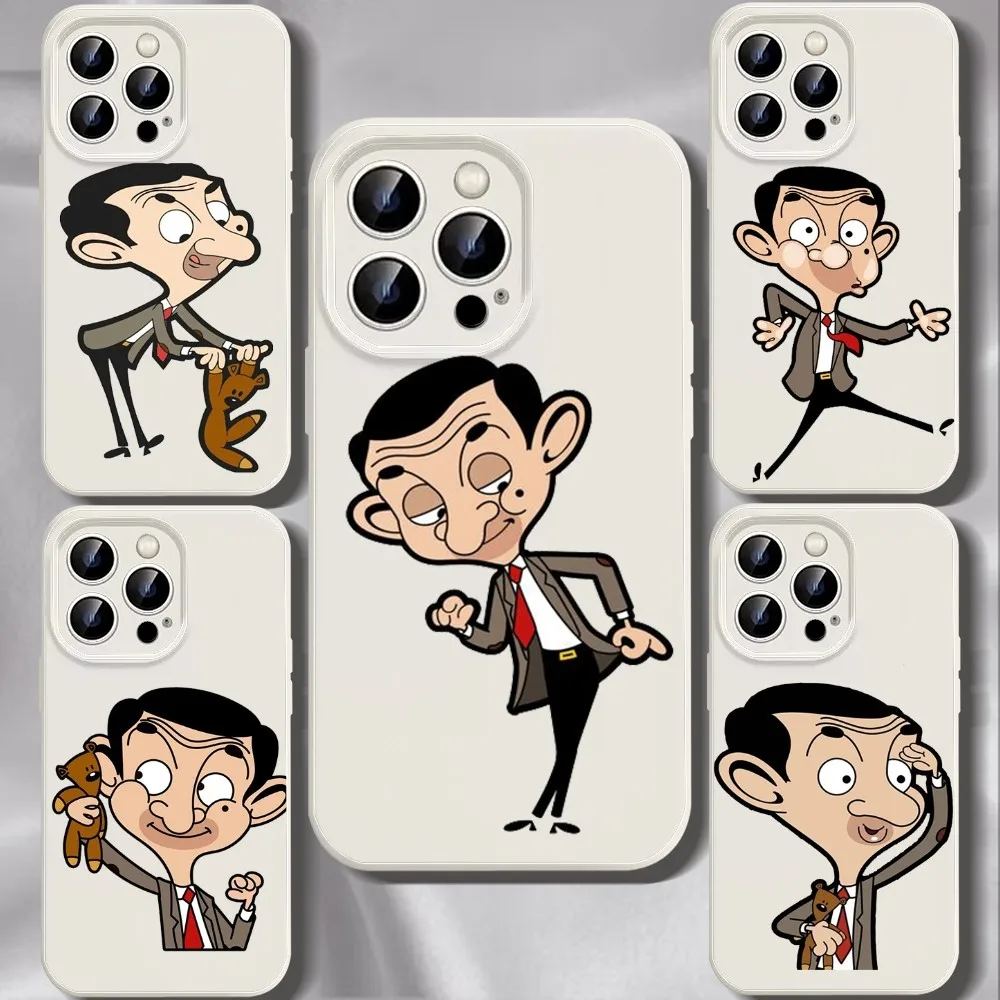 Funny Mr Bean Phone Case For Iphone 11 13 14 Pro Max X Xr Xs Max Se2020 12mini White Cover Case