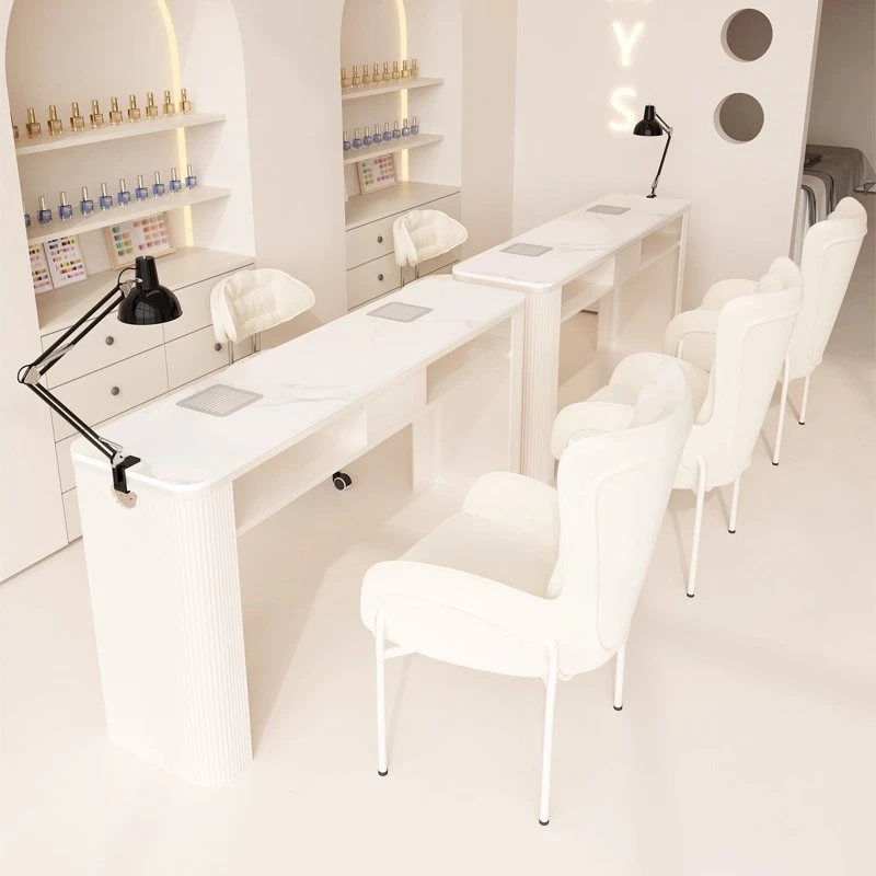 

Modern Fancy Nail Table Professional Light Oficce Beauty Designer Nail Desk Equipment Workstation Manicure Tafel Furniture