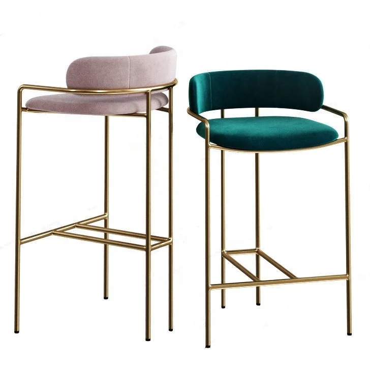 bar Stool Chairs Designer Kitchen Counter Chairs for Green Upholstered Cheap Metal Barstools