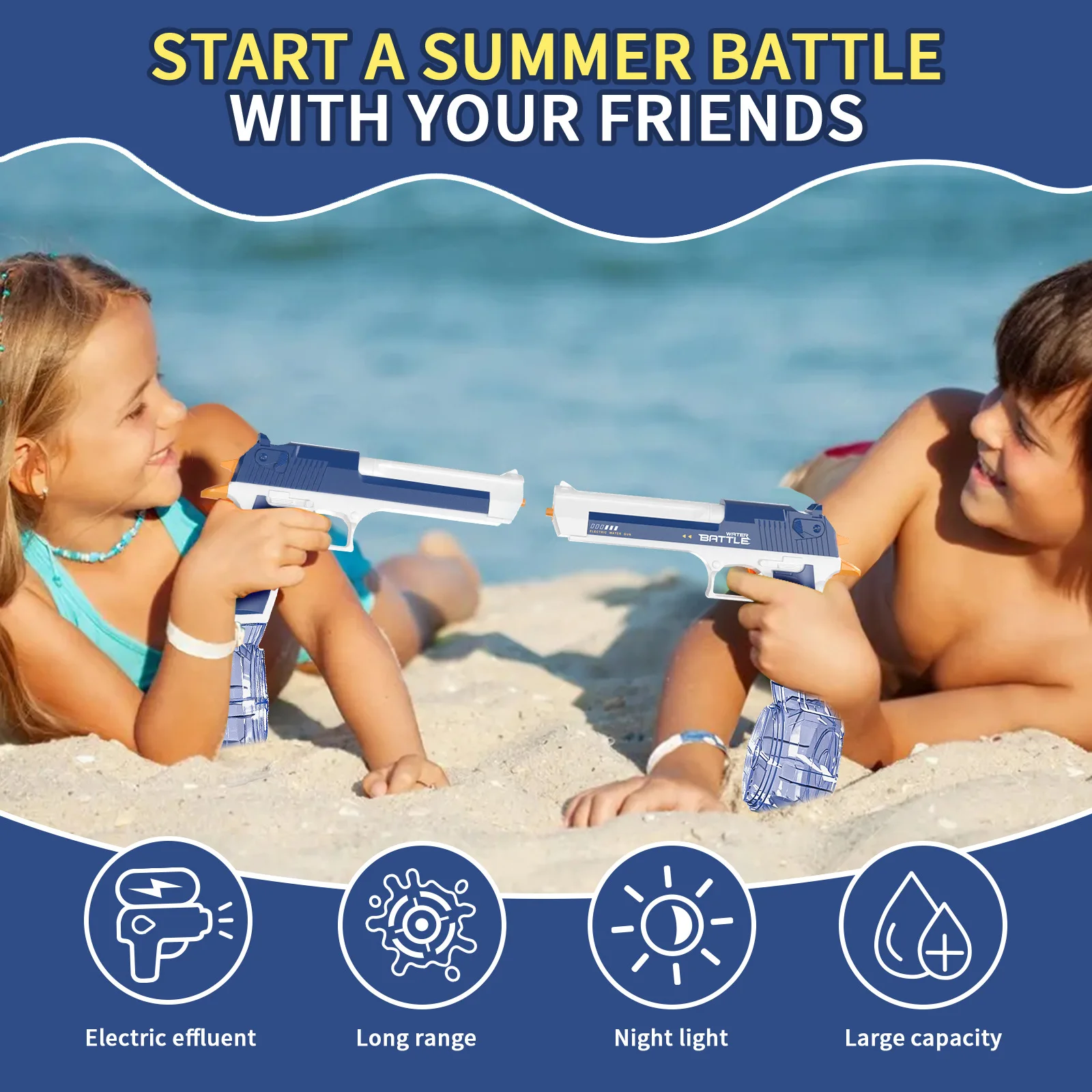 Pistola de agua eléctrica M1911 para niños y niñas, juguete de juego totalmente automático, Cañón de verano, lucha contra las aguas al aire libre, regalo de playa