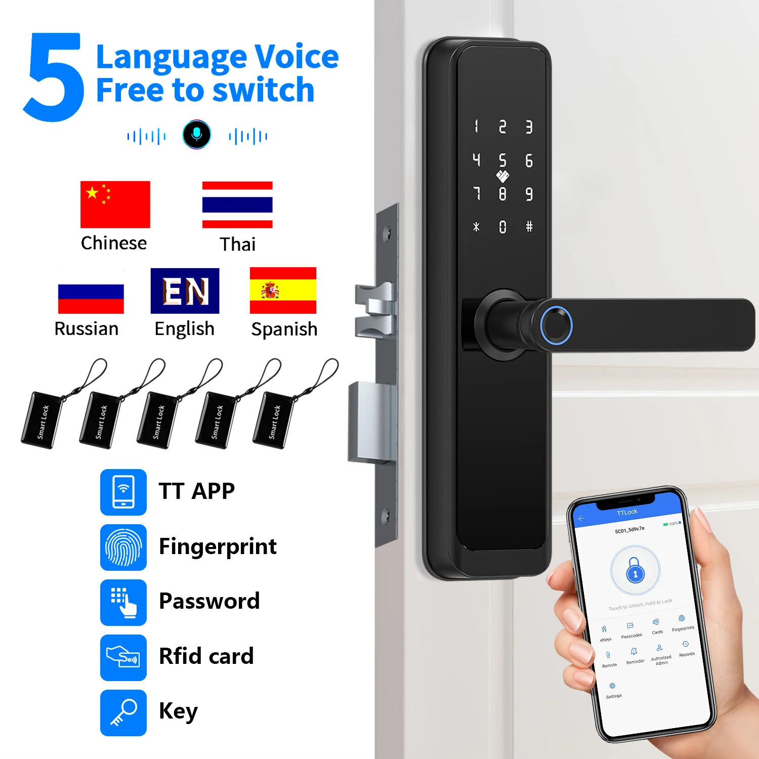 Smart digital electronic door lock TTlock app unlocking semi-automatic smart lock fingerprint lock home apartment lock