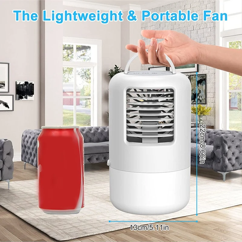 Ventilador de ar condicionado de mesa mini portátil recarregável escritório doméstico colorido luz ambiente spray ventilador