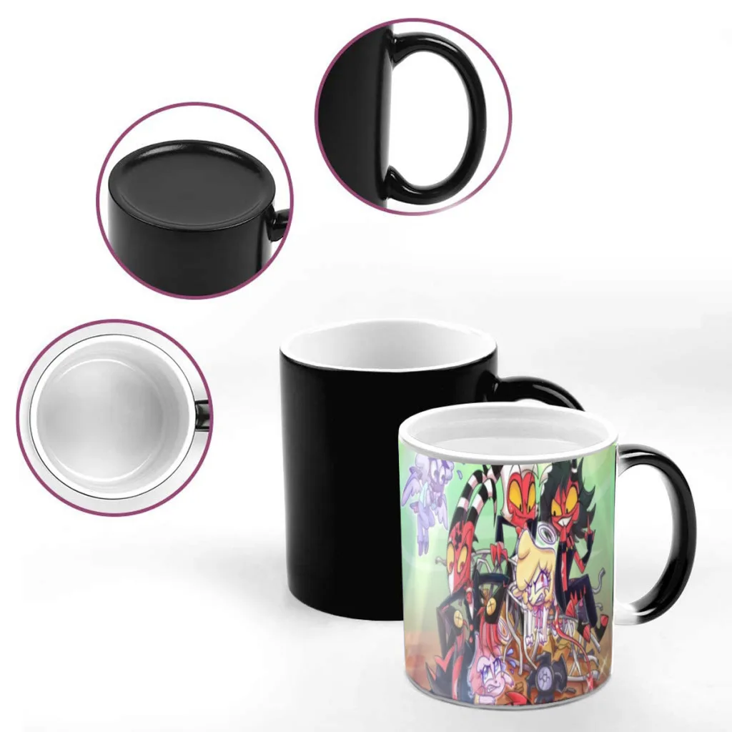 H-Hazbin Cartoon Hotel One Piece Coffee Mugs And Mug Creative Color Change Tea Cup Ceramic Milk Cups Novelty Gifts