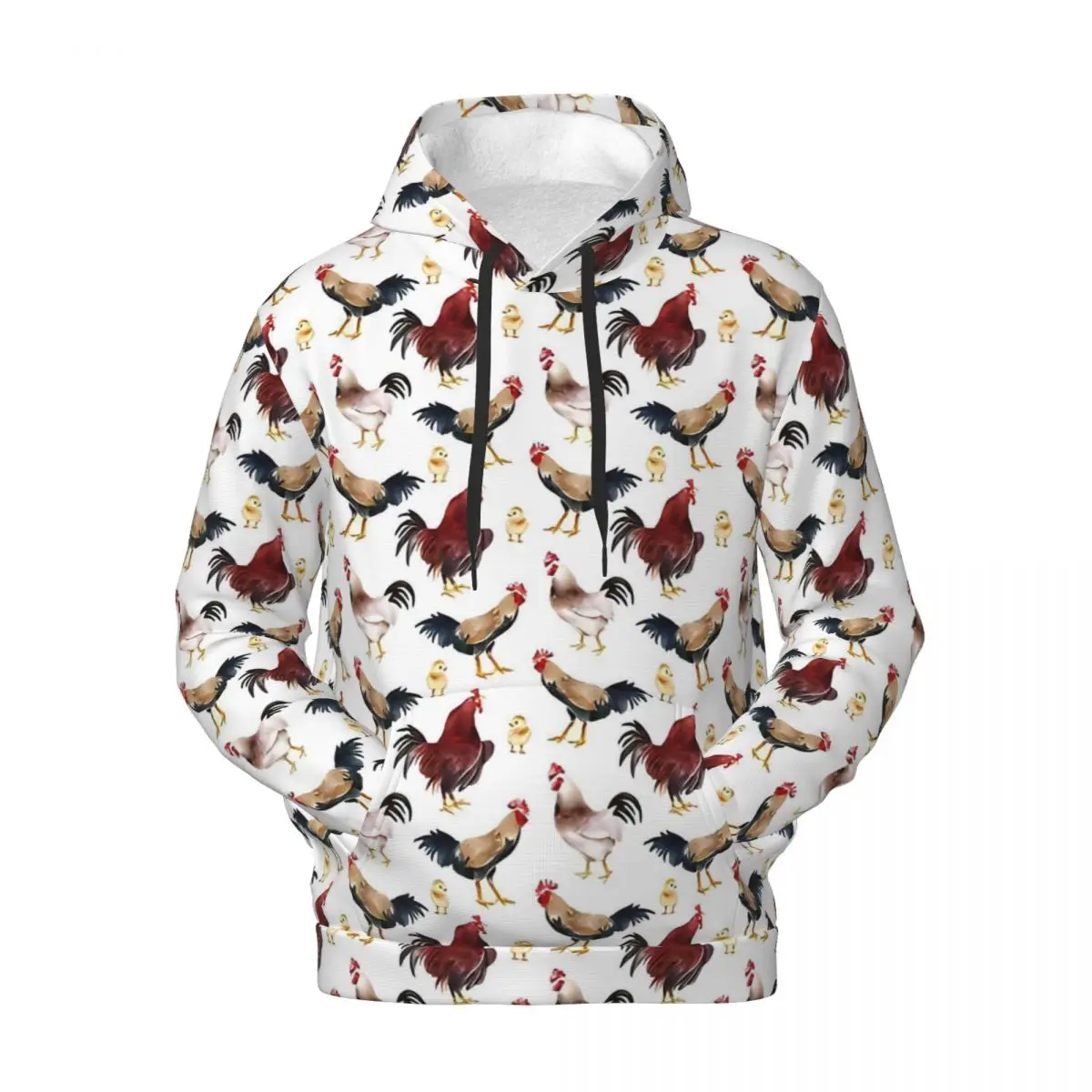 Rustic Chickens Streetwear Hoodies Autumn Animal Pullover Hoodie Male Oversized Street Fashion Velvet Warm Hooded Sweatshirts